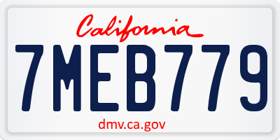 CA license plate 7MEB779