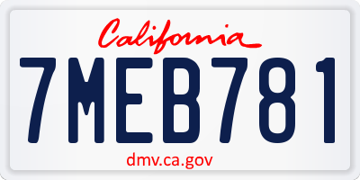 CA license plate 7MEB781