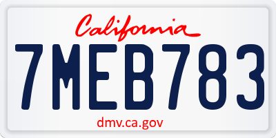 CA license plate 7MEB783