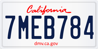 CA license plate 7MEB784