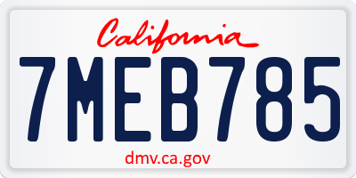 CA license plate 7MEB785