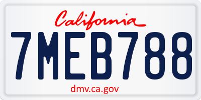 CA license plate 7MEB788