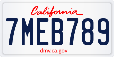 CA license plate 7MEB789