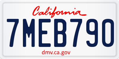 CA license plate 7MEB790