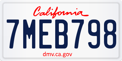 CA license plate 7MEB798