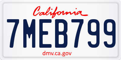 CA license plate 7MEB799