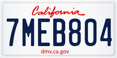 CA license plate 7MEB804