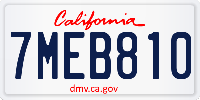 CA license plate 7MEB810