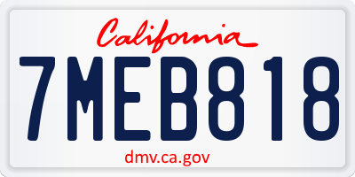 CA license plate 7MEB818