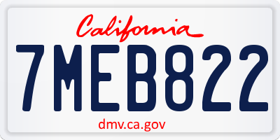 CA license plate 7MEB822
