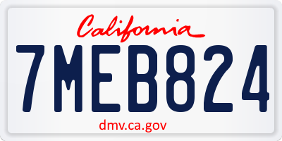CA license plate 7MEB824