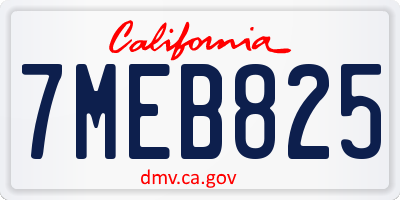 CA license plate 7MEB825