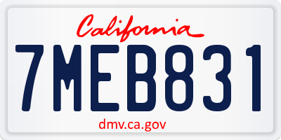 CA license plate 7MEB831