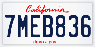 CA license plate 7MEB836