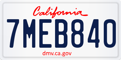 CA license plate 7MEB840