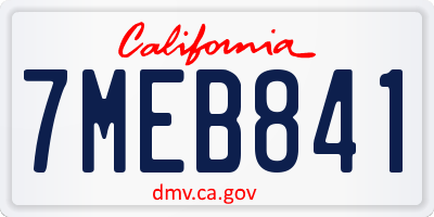 CA license plate 7MEB841
