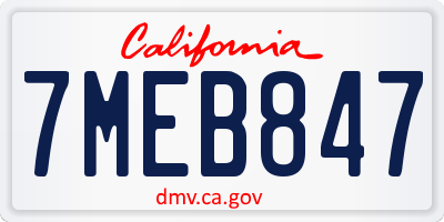 CA license plate 7MEB847