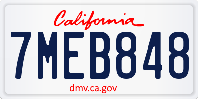 CA license plate 7MEB848