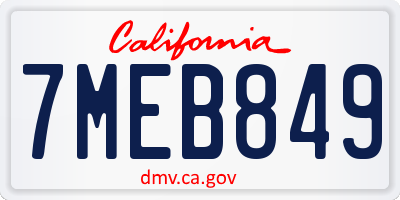 CA license plate 7MEB849