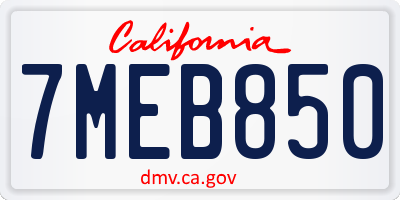 CA license plate 7MEB850