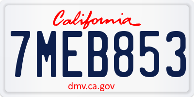 CA license plate 7MEB853