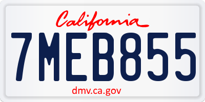 CA license plate 7MEB855