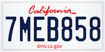 CA license plate 7MEB858