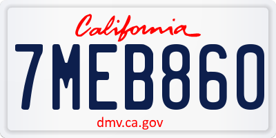 CA license plate 7MEB860
