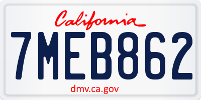 CA license plate 7MEB862