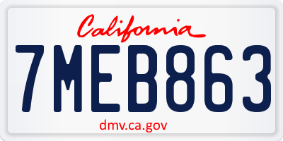 CA license plate 7MEB863