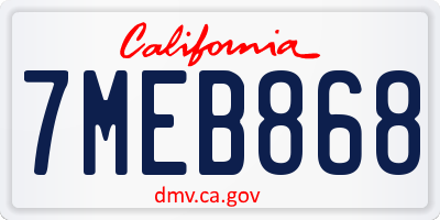 CA license plate 7MEB868