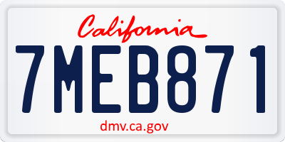 CA license plate 7MEB871