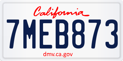 CA license plate 7MEB873