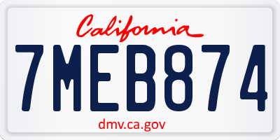 CA license plate 7MEB874