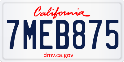 CA license plate 7MEB875