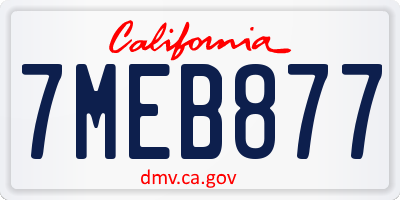 CA license plate 7MEB877