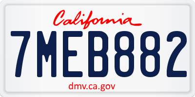CA license plate 7MEB882