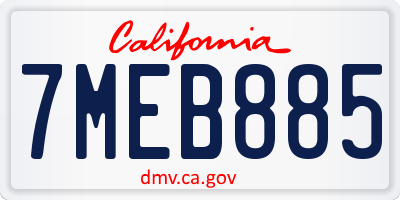 CA license plate 7MEB885