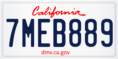 CA license plate 7MEB889
