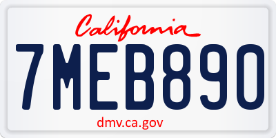 CA license plate 7MEB890