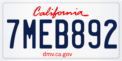 CA license plate 7MEB892