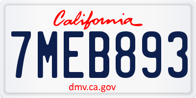 CA license plate 7MEB893