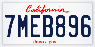 CA license plate 7MEB896