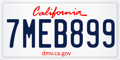 CA license plate 7MEB899