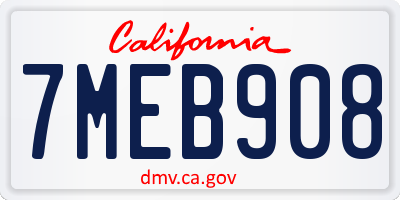 CA license plate 7MEB908