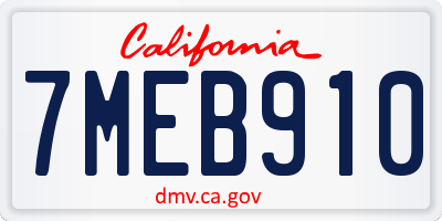 CA license plate 7MEB910
