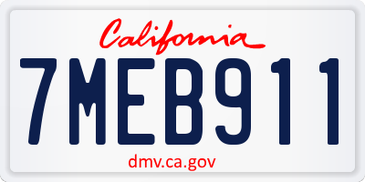CA license plate 7MEB911