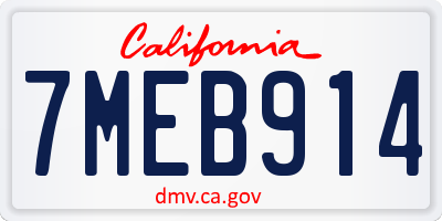 CA license plate 7MEB914