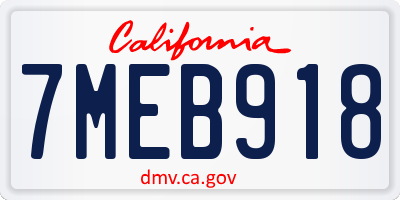 CA license plate 7MEB918