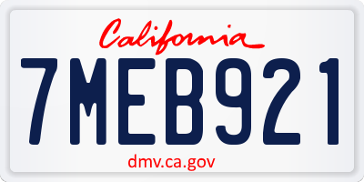 CA license plate 7MEB921